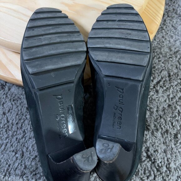 Paul Green Ankle Boots Women Size 7 Black Nubuck Leather Heeled Booties Side Zip - Picture 7 of 9